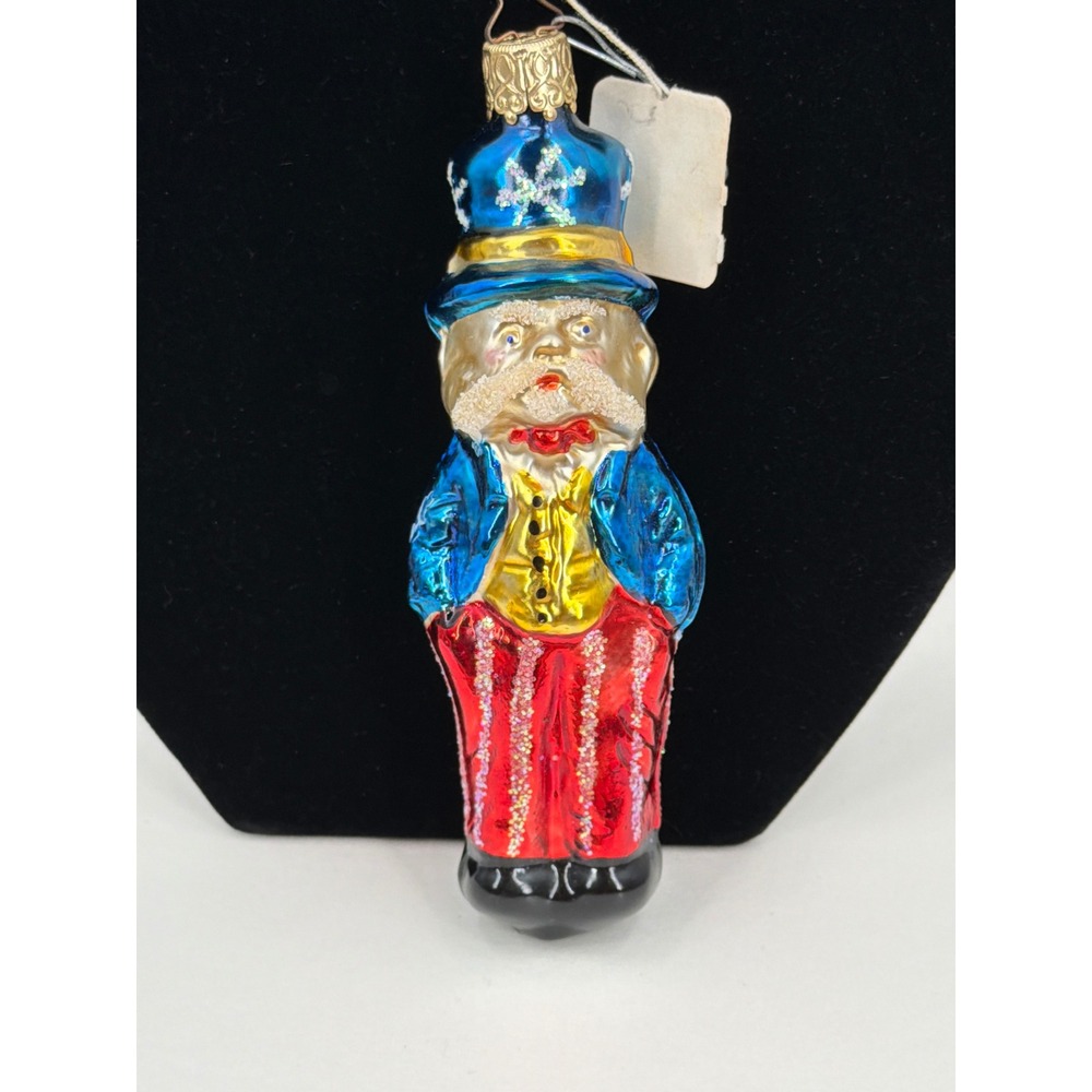 Vtg W Germany Glass Uncle Sam Christmas‎ Ornament Patriotic 250th Anniversary